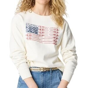 J. Crew XS American Flag Graphic Crew Neck Pullover Sweatshirt‎ Top NWT $90